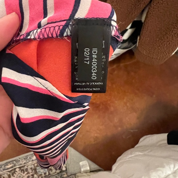 Express Geometric Striped Deep V Neck Blouse - Picture 3 of 4